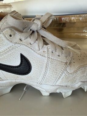 Nike White Cleats with Black Swoosh